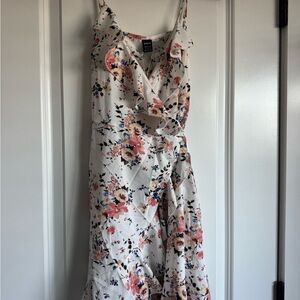 SHEIN Floral Ruffle Dress - White and Pink